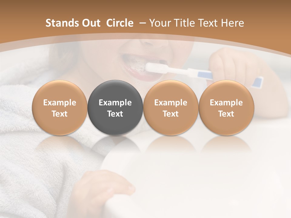 Little Girl Brushing Teeth In Bathroom PowerPoint Template