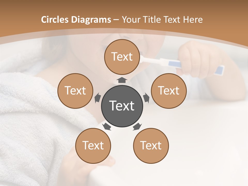 Little Girl Brushing Teeth In Bathroom PowerPoint Template