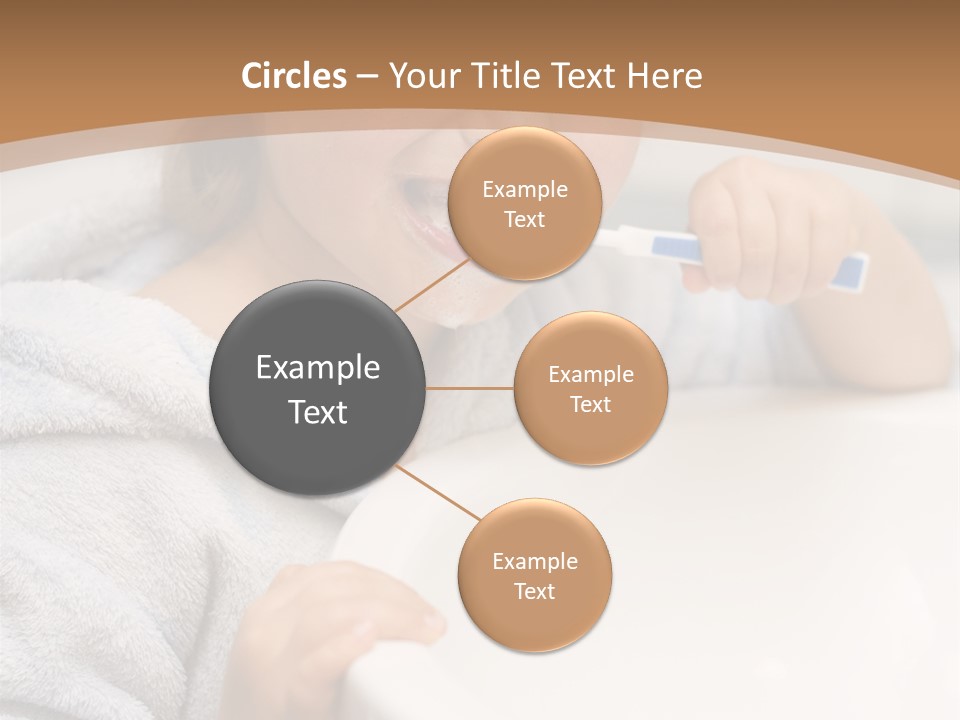 Little Girl Brushing Teeth In Bathroom PowerPoint Template