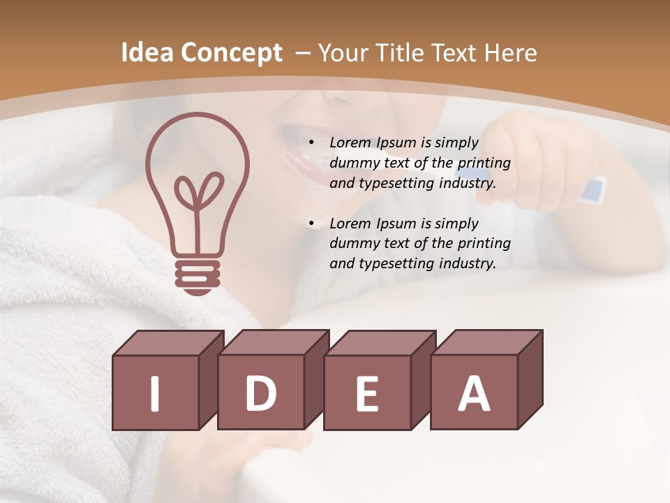 Little Girl Brushing Teeth In Bathroom PowerPoint Template