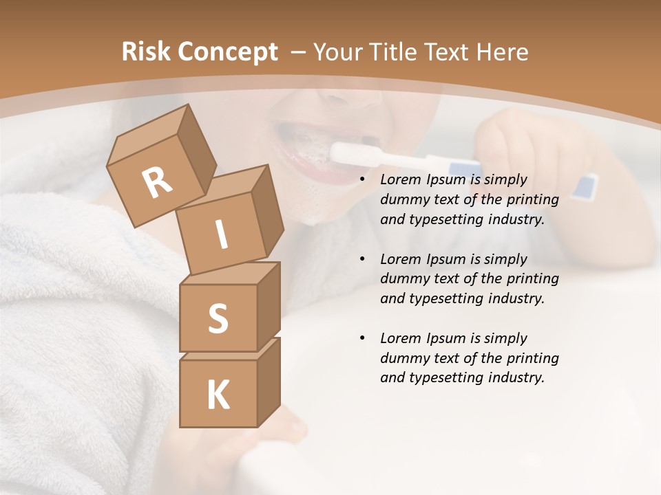 Little Girl Brushing Teeth In Bathroom PowerPoint Template