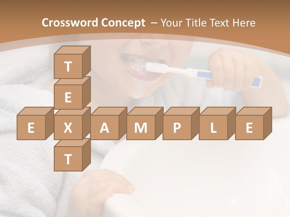 Little Girl Brushing Teeth In Bathroom PowerPoint Template