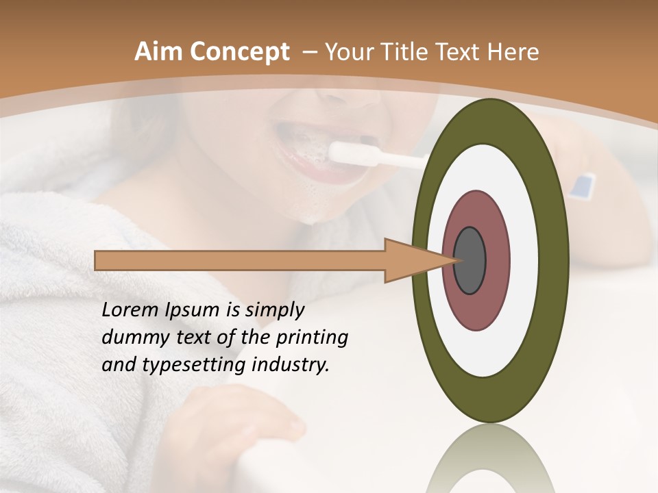 Little Girl Brushing Teeth In Bathroom PowerPoint Template