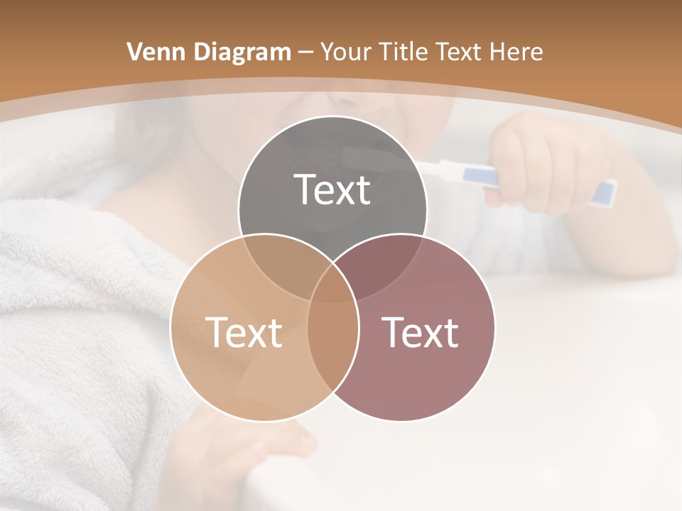 Little Girl Brushing Teeth In Bathroom PowerPoint Template