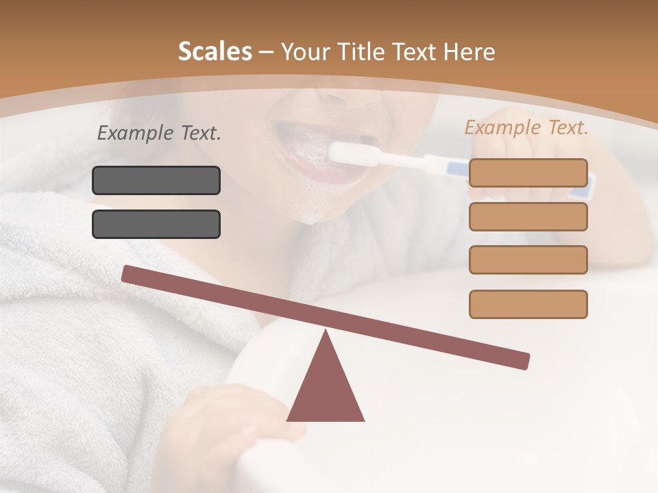 Little Girl Brushing Teeth In Bathroom PowerPoint Template