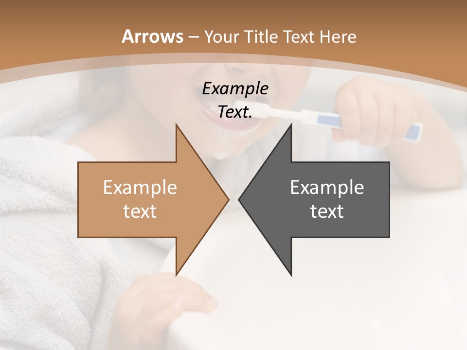 Little Girl Brushing Teeth In Bathroom PowerPoint Template