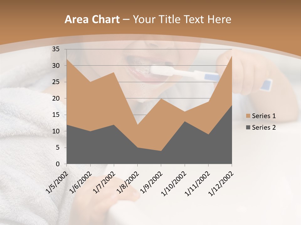 Little Girl Brushing Teeth In Bathroom PowerPoint Template