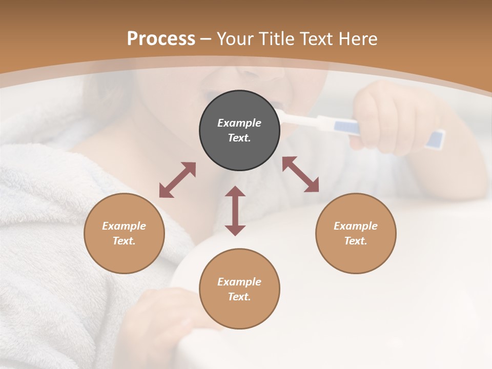 Little Girl Brushing Teeth In Bathroom PowerPoint Template