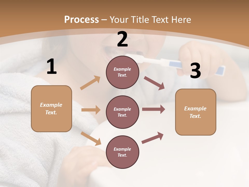 Little Girl Brushing Teeth In Bathroom PowerPoint Template