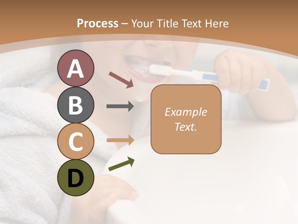 Little Girl Brushing Teeth In Bathroom PowerPoint Template