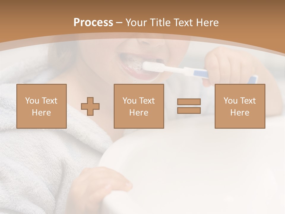 Little Girl Brushing Teeth In Bathroom PowerPoint Template