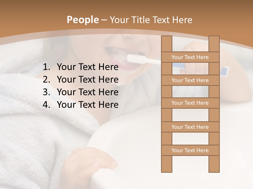 Little Girl Brushing Teeth In Bathroom PowerPoint Template