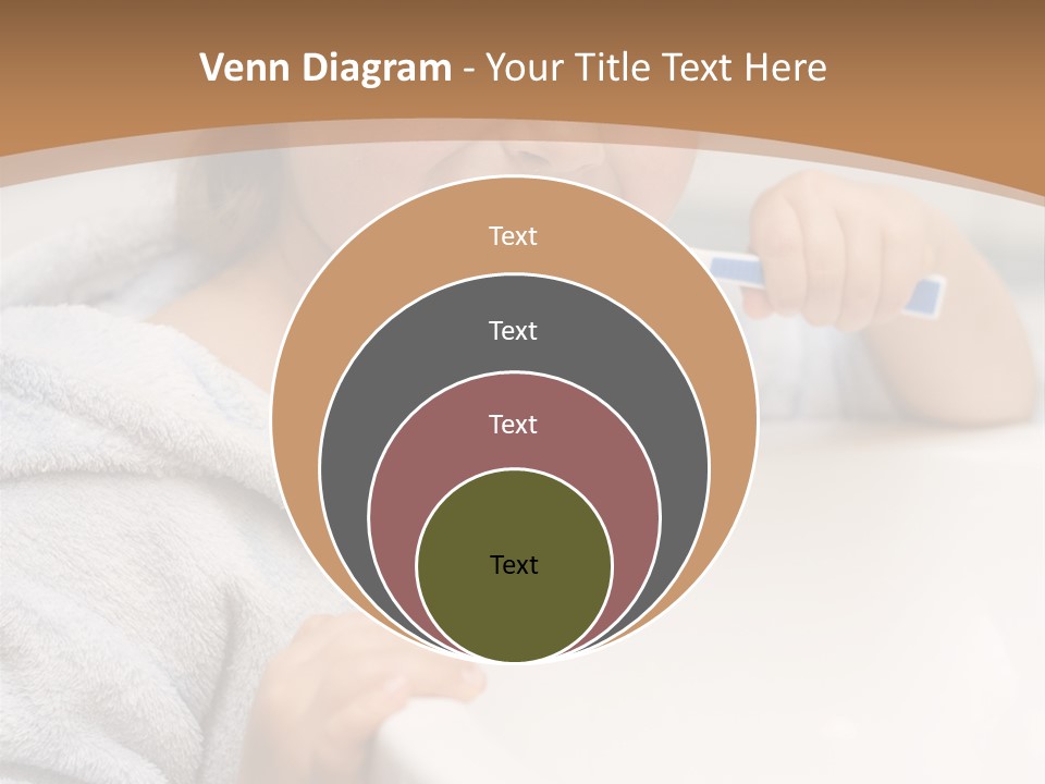 Little Girl Brushing Teeth In Bathroom PowerPoint Template