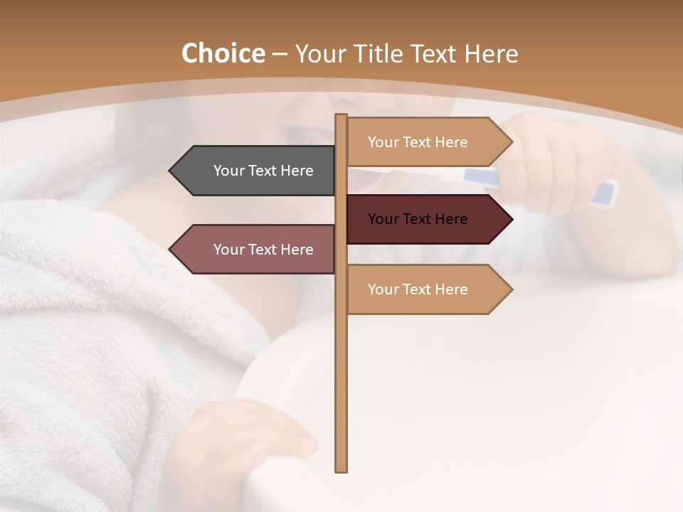 Little Girl Brushing Teeth In Bathroom PowerPoint Template