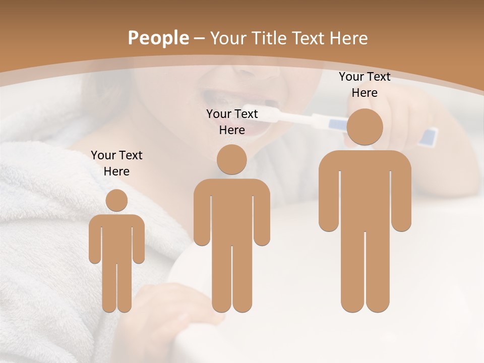 Little Girl Brushing Teeth In Bathroom PowerPoint Template