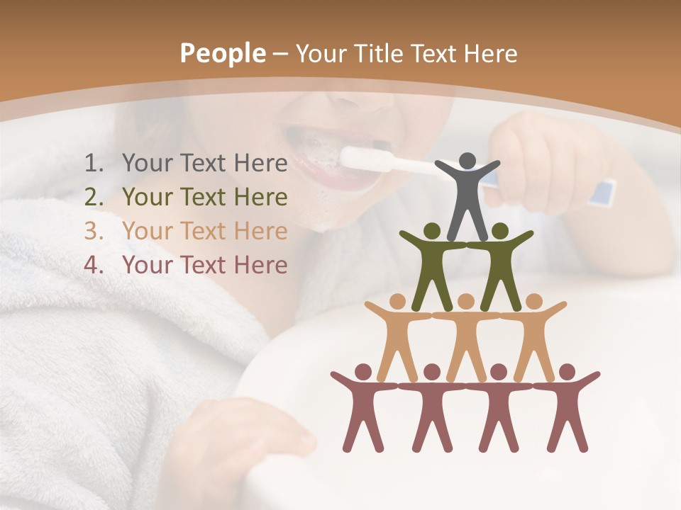 Little Girl Brushing Teeth In Bathroom PowerPoint Template