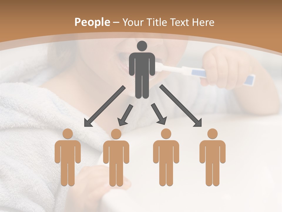 Little Girl Brushing Teeth In Bathroom PowerPoint Template