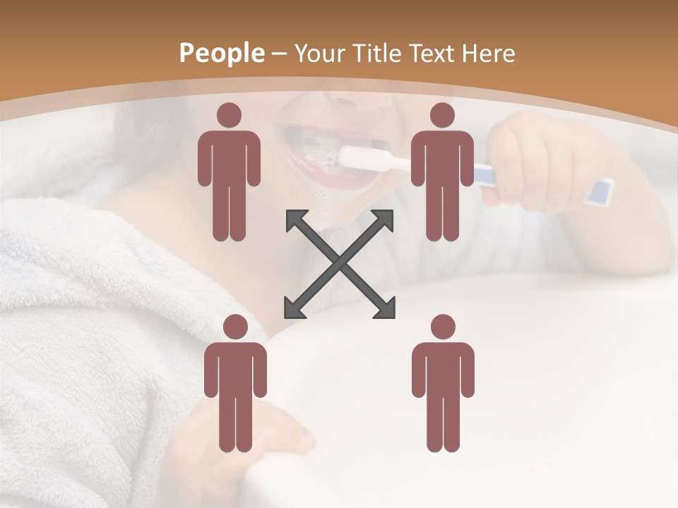 Little Girl Brushing Teeth In Bathroom PowerPoint Template