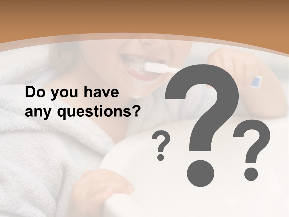 Little Girl Brushing Teeth In Bathroom PowerPoint Template