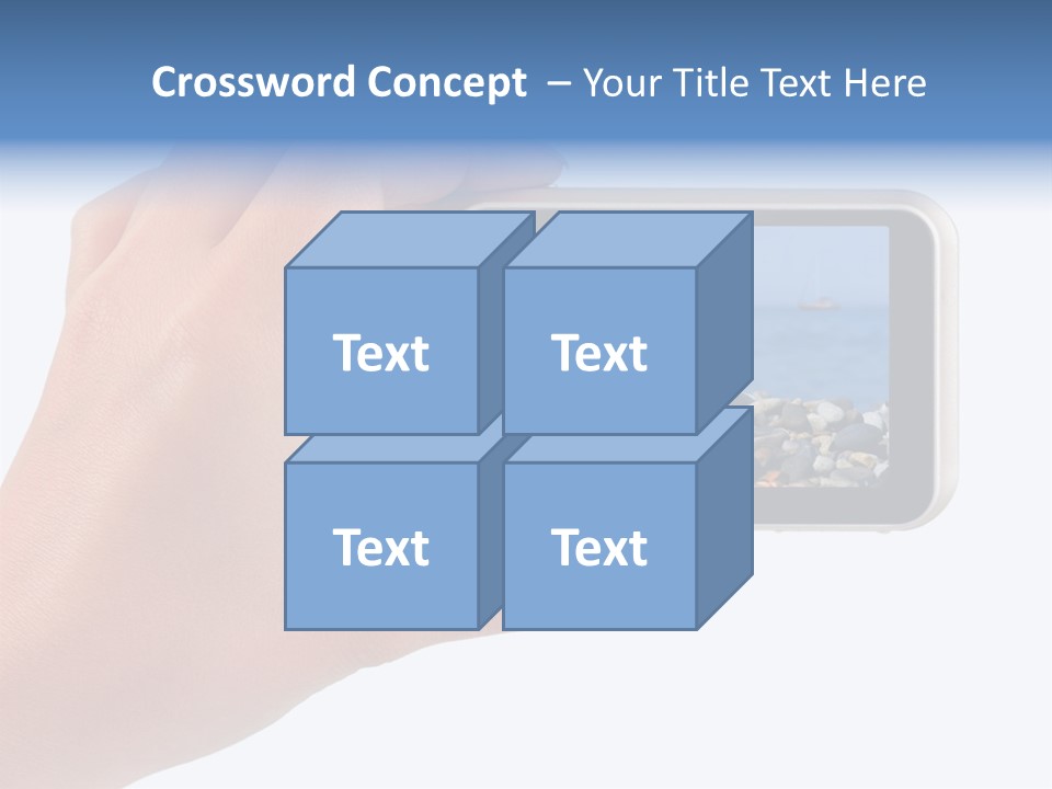 Photo Camera In Hand Isolated On White Background PowerPoint Template