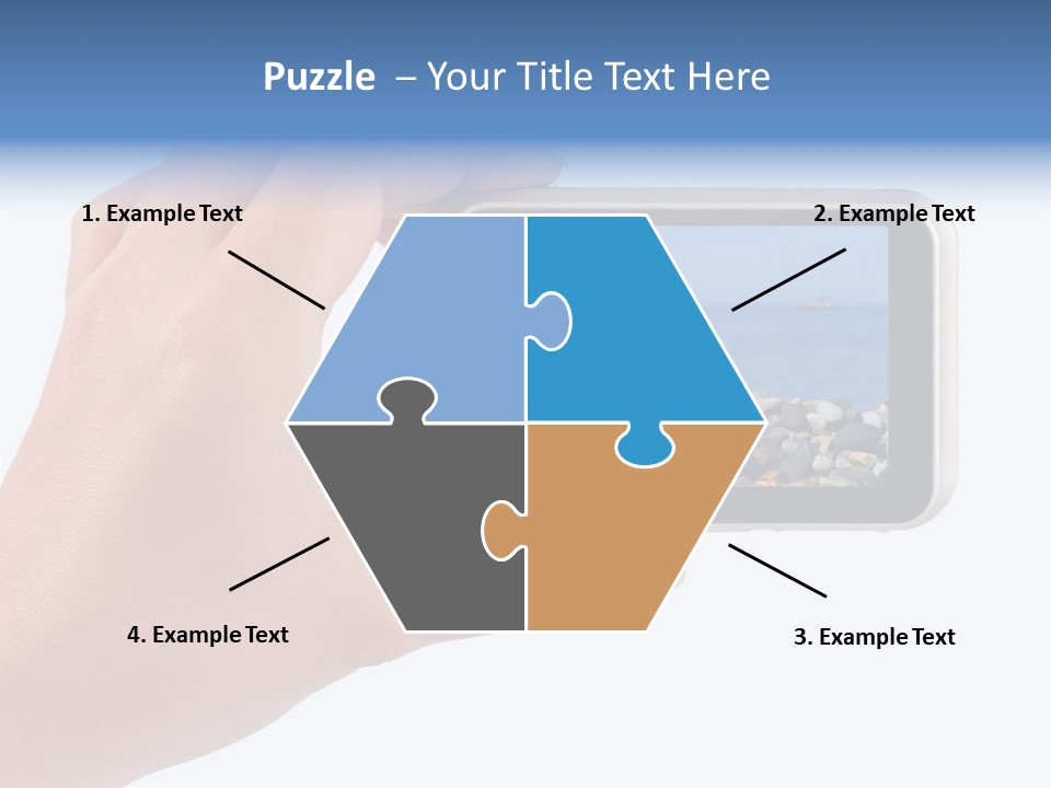 Photo Camera In Hand Isolated On White Background PowerPoint Template