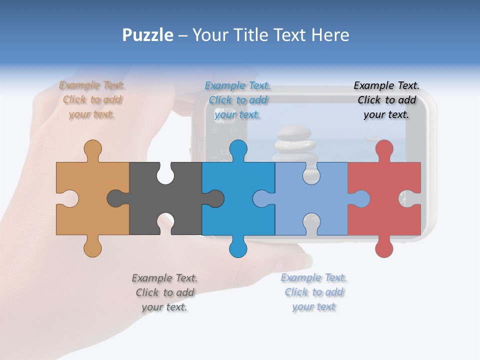 Photo Camera In Hand Isolated On White Background PowerPoint Template