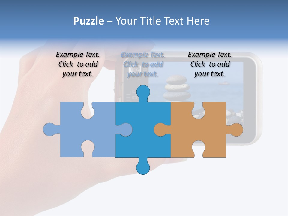 Photo Camera In Hand Isolated On White Background PowerPoint Template