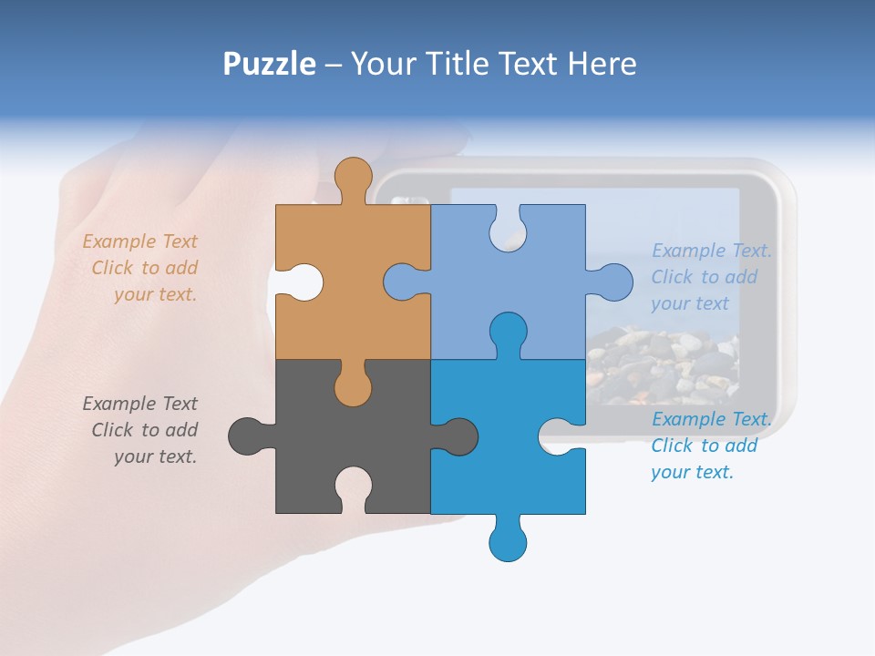 Photo Camera In Hand Isolated On White Background PowerPoint Template