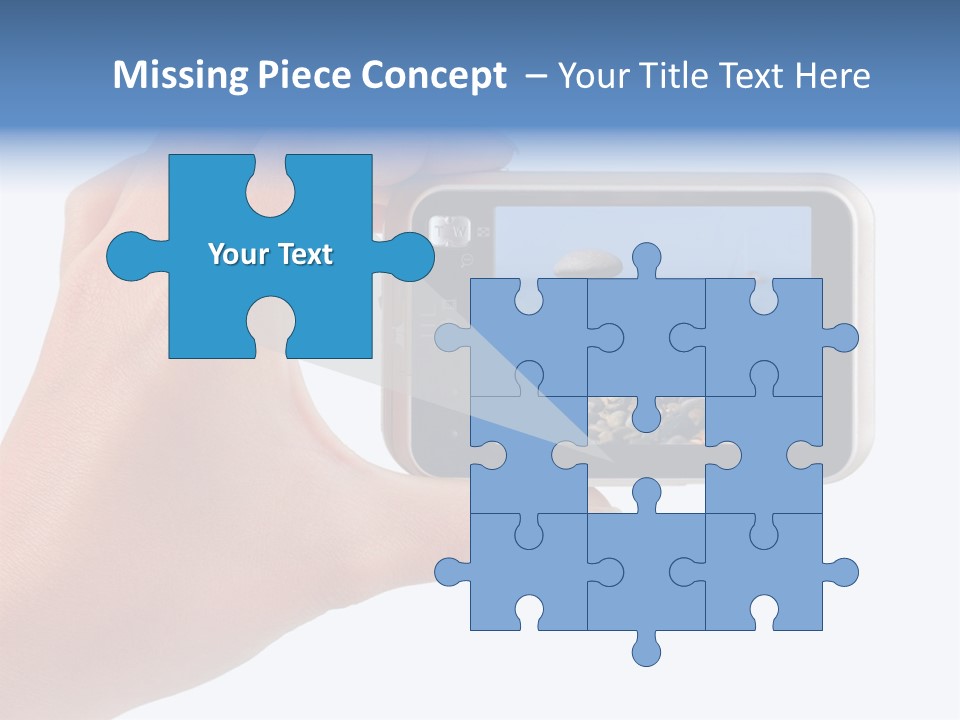 Photo Camera In Hand Isolated On White Background PowerPoint Template