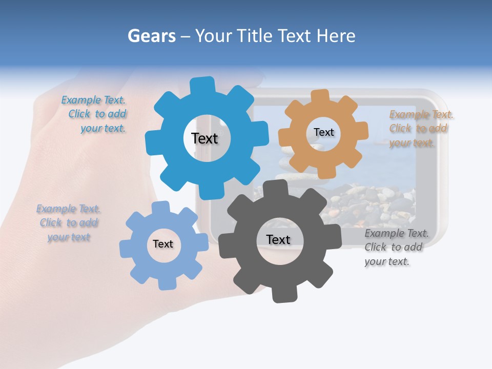 Photo Camera In Hand Isolated On White Background PowerPoint Template