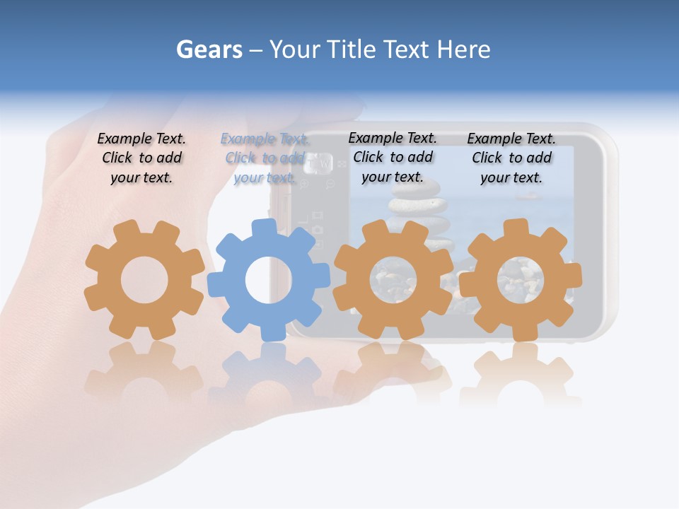 Photo Camera In Hand Isolated On White Background PowerPoint Template