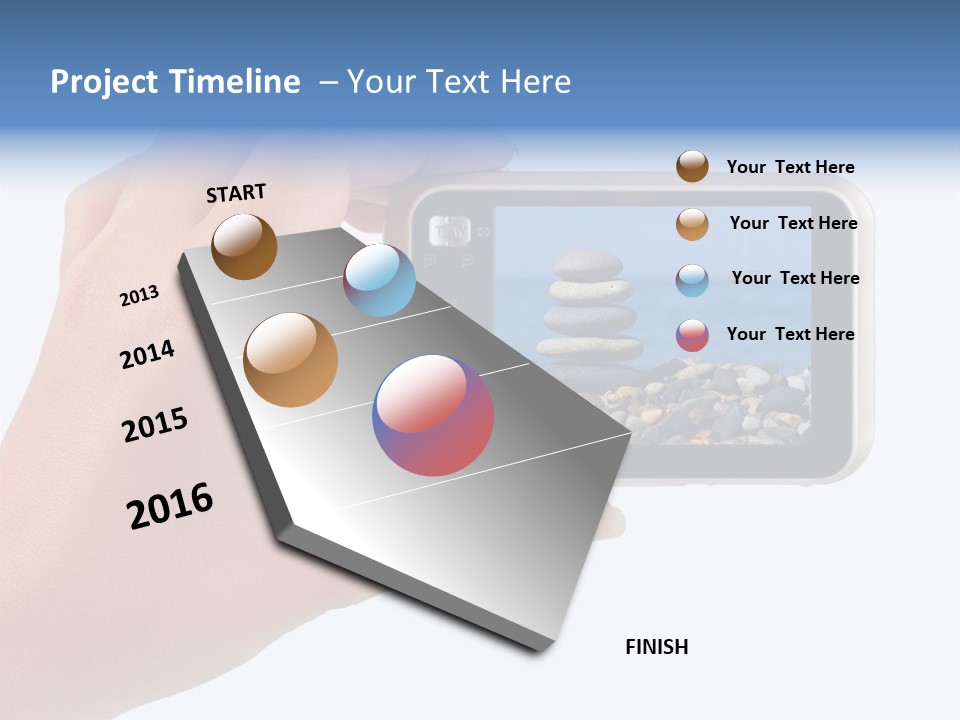 Photo Camera In Hand Isolated On White Background PowerPoint Template