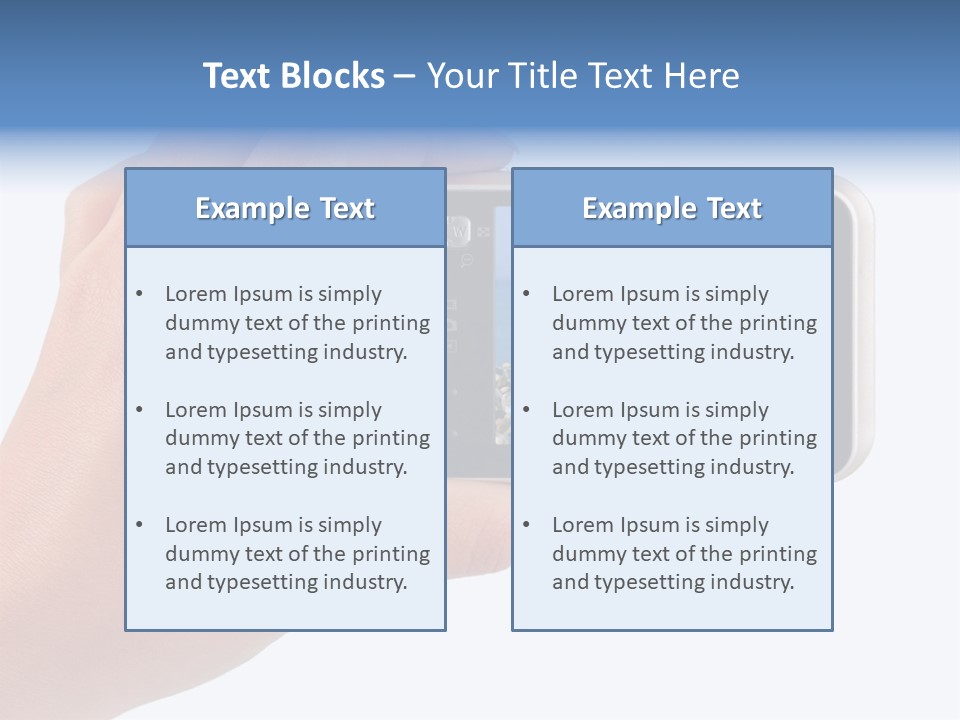 Photo Camera In Hand Isolated On White Background PowerPoint Template