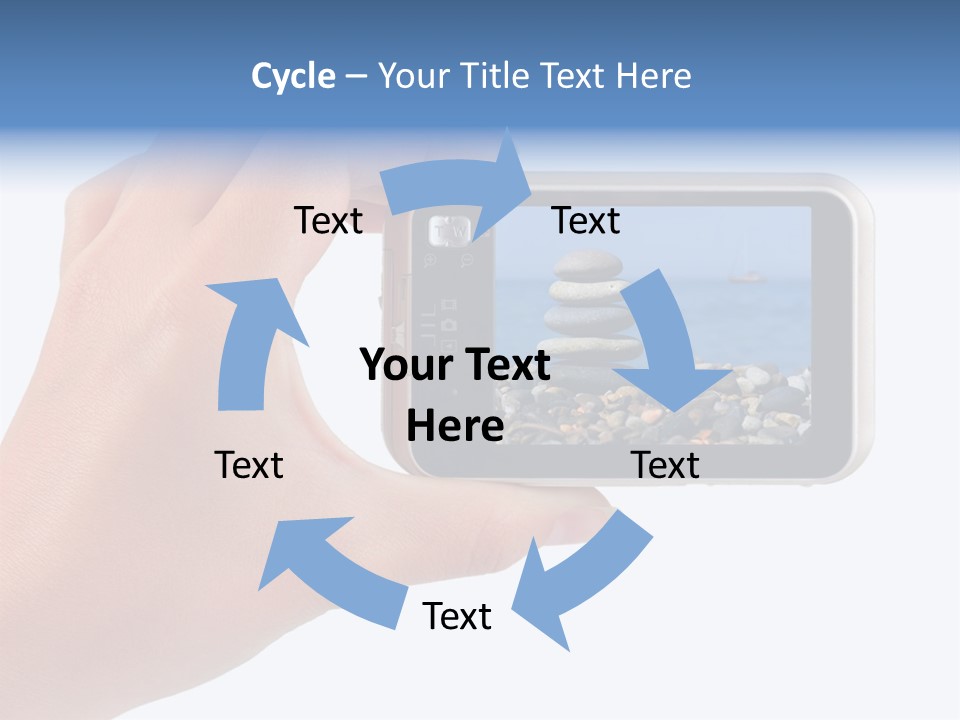 Photo Camera In Hand Isolated On White Background PowerPoint Template