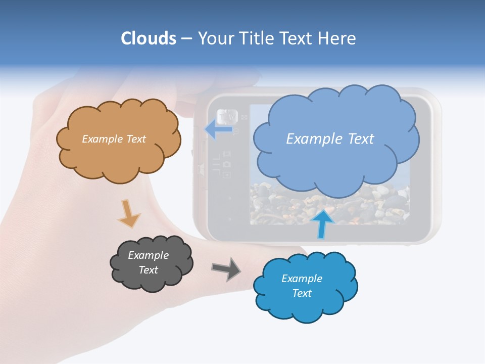 Photo Camera In Hand Isolated On White Background PowerPoint Template