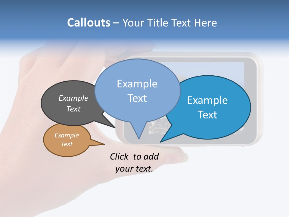 Photo Camera In Hand Isolated On White Background PowerPoint Template