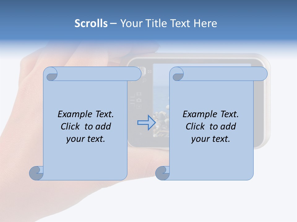 Photo Camera In Hand Isolated On White Background PowerPoint Template