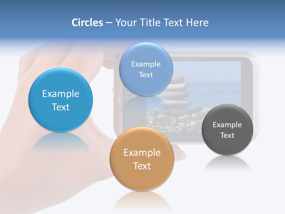 Photo Camera In Hand Isolated On White Background PowerPoint Template