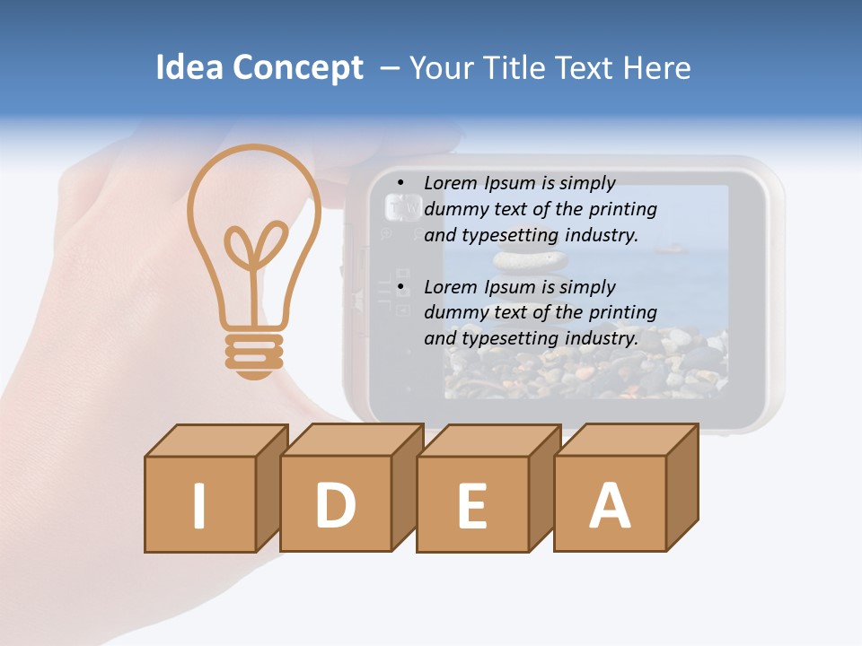 Photo Camera In Hand Isolated On White Background PowerPoint Template