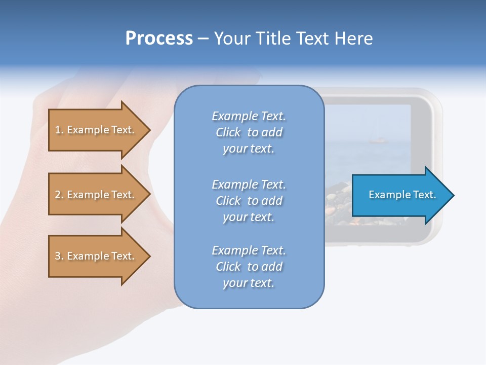 Photo Camera In Hand Isolated On White Background PowerPoint Template