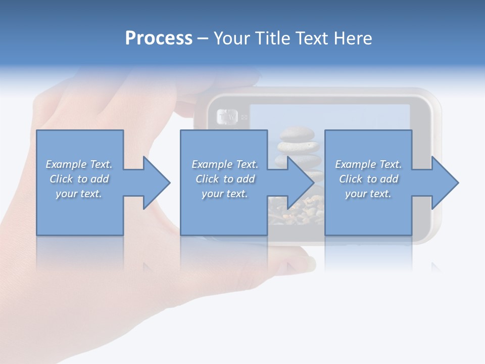 Photo Camera In Hand Isolated On White Background PowerPoint Template