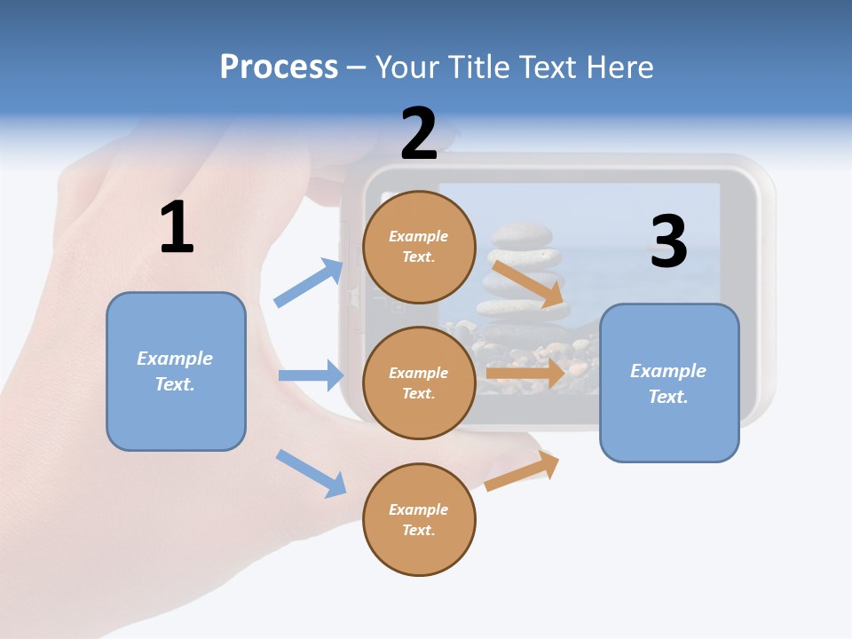Photo Camera In Hand Isolated On White Background PowerPoint Template