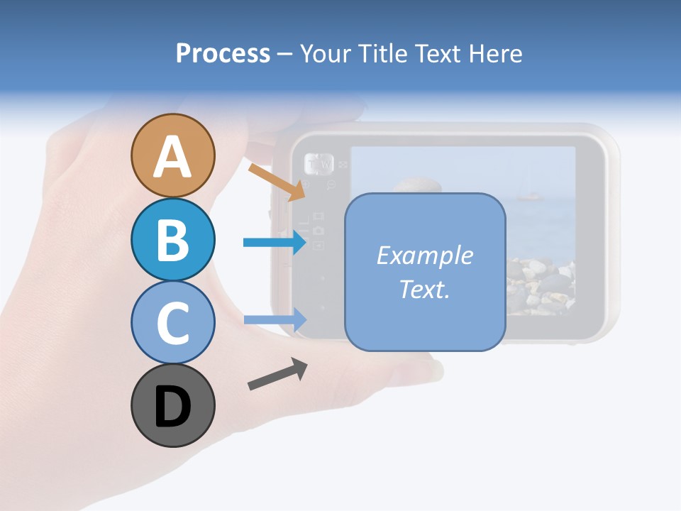 Photo Camera In Hand Isolated On White Background PowerPoint Template