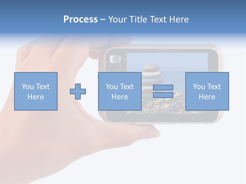 Photo Camera In Hand Isolated On White Background PowerPoint Template