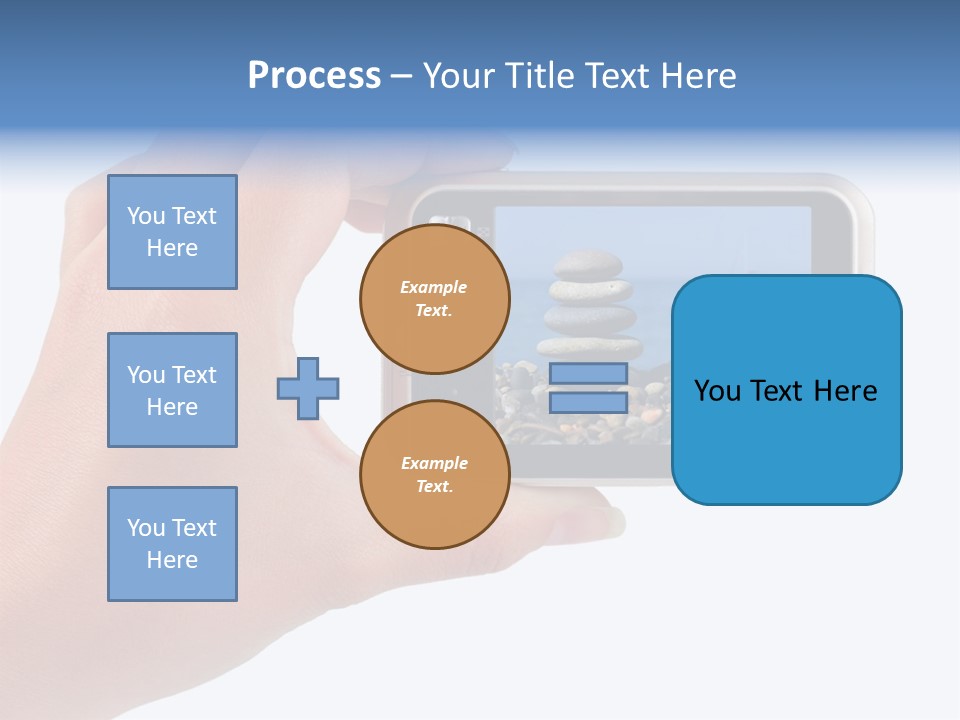 Photo Camera In Hand Isolated On White Background PowerPoint Template