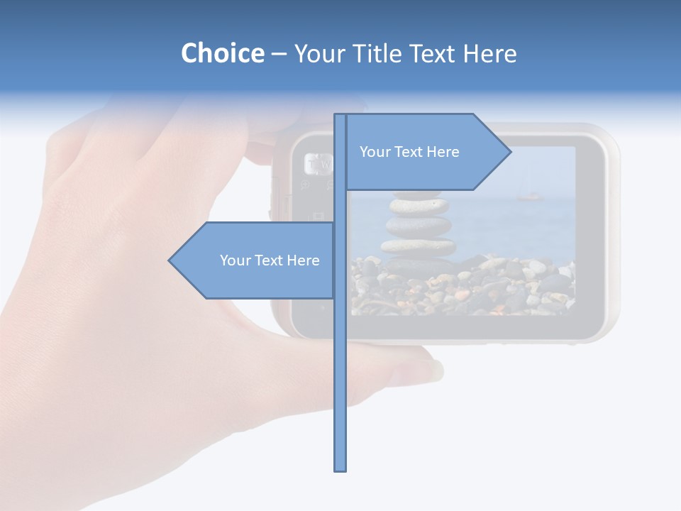 Photo Camera In Hand Isolated On White Background PowerPoint Template