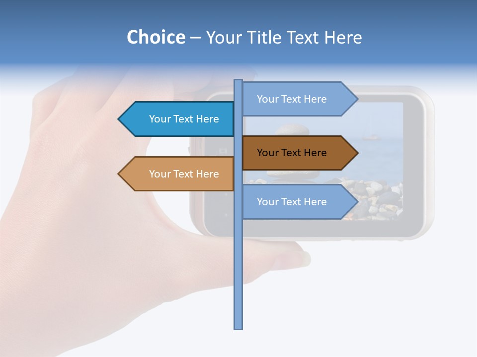 Photo Camera In Hand Isolated On White Background PowerPoint Template