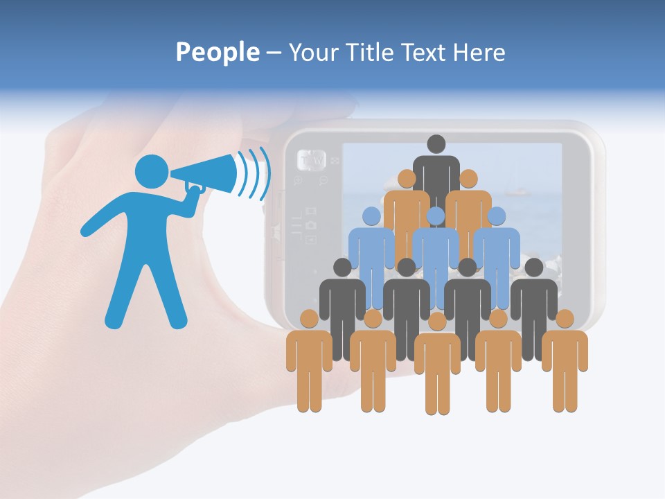 Photo Camera In Hand Isolated On White Background PowerPoint Template