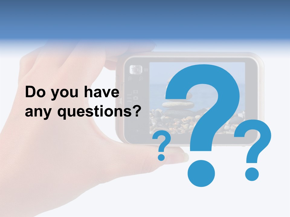 Photo Camera In Hand Isolated On White Background PowerPoint Template