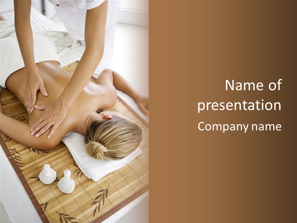 Female Receiving Professional Massage PowerPoint Template